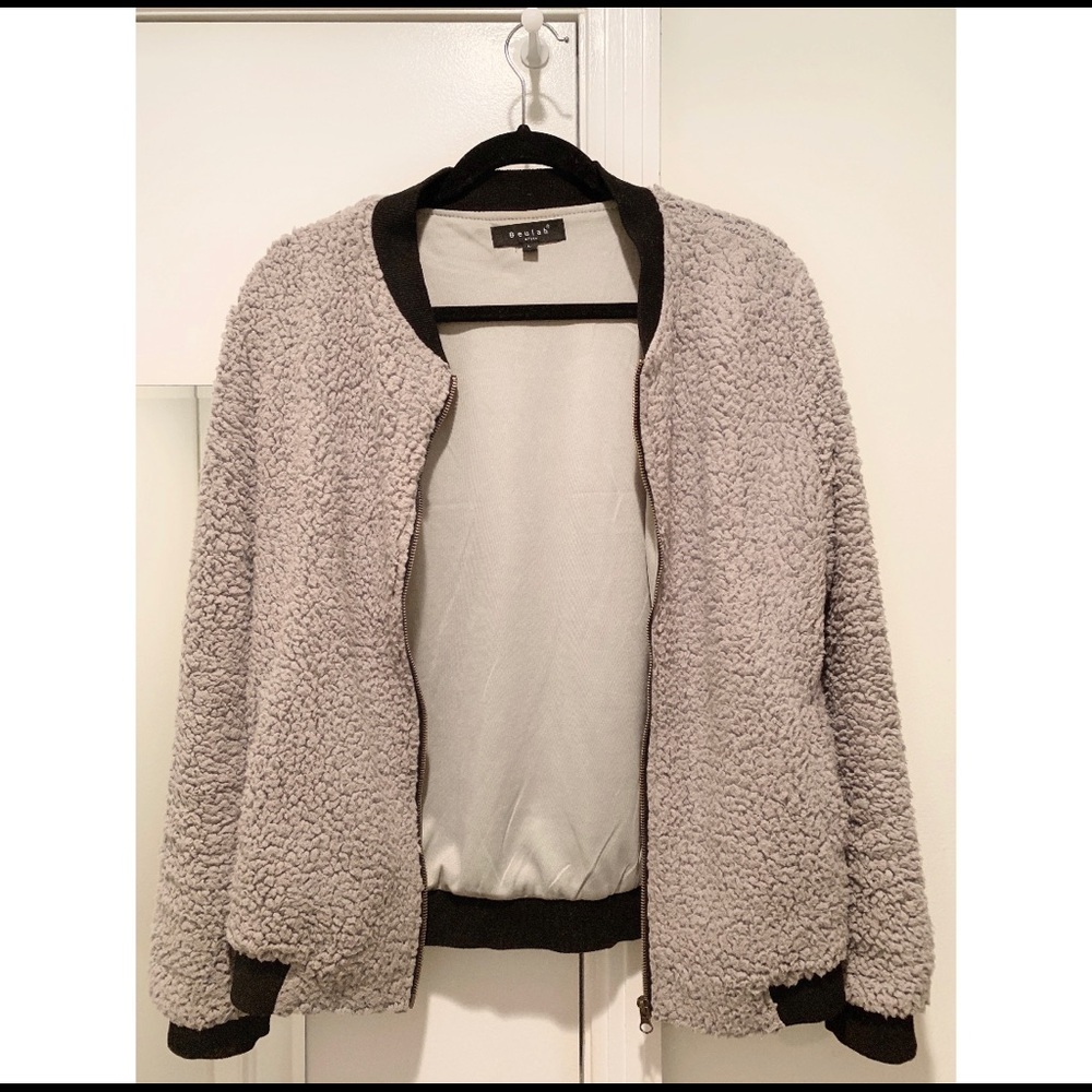 Beulah Fuzzy Fleece Bomber Jacket